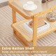 2-tier bamboo side table with glass top and extra rattan shelf, perfect for keeping essentials within reach.