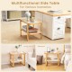 2-tier bamboo side table with glass top, featuring a spacious surface and rattan shelf, perfect for living room or.