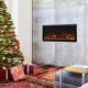 Electric fireplace in-wall recessed design with adjustable flame colors and brightness, perfect for cozy holiday.