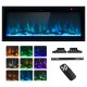 Electric fireplace in-wall recessed design, 42 inches, with remote control, adjustable flame colors, and brightness.