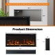 Electric fireplace dimensions with remote control, showcasing 42-inch size and installation options for versatile use.