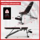 Strength training bench with adjustable back and seat positions, sturdy metal frame, and soft cushions for full body.