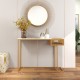 Rectangular white faux marble console table with gold metal legs, featuring a unique design for stylish entryway decor.
