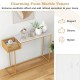 Rectangular white faux marble console table showcasing a stylish gold metal frame, ideal for elegant home decor.