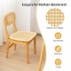 Natural rattan dining chair featuring a hollow-out backrest, sturdy wood structure, and ergonomic design for comfort.