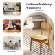 Natural rattan dining chair with ergonomic backrest, solid wood structure, ideal for living and dining rooms.