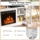 48-inch white electric fireplace TV stand with cabinets, adjustable shelves, and realistic flame effect for cozy living.