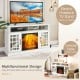Front view of the 48-inch electric fireplace TV stand in white, showcasing the elegant 3D flame effect and spacious.