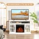 48-inch electric fireplace TV stand in white, accommodating TVs up to 50 inches, with storage cabinets and realistic.