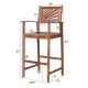 Acacia wood bar chair with sunflower backrest and armrests, ideal for outdoor patio or balcony use, featuring stable.