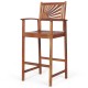 Acacia wood bar chair with sunflower backrest and armrests, ideal for outdoor patio and balcony use.