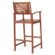 Acacia wood bar chair with sunflower backrest and armrests, ideal for outdoor patio or balcony use.