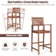 Outdoor acacia wood bar chair with sunflower backrest and armrests, designed for stability and comfort in patio.