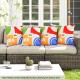 Colorful 18 x 18 inch square throw pillows with removable velvet cases, perfect for couch or bed decoration.