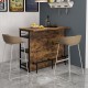 Rustic brown kitchen island with 4-tier storage shelf, ergonomic footrest, and wine rack for stylish home use.