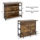 Kitchen island in rustic brown with 4-tier storage shelves, ergonomic footrest, and wine rack for versatile use.