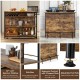 Kitchen island in rustic brown with 4-tier storage shelf, ergonomic footrest, and wine rack for versatile home use.