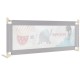 Vertical lifting baby bed rail with cute elephant pattern, adjustable height, and safety lock for secure use.