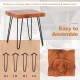 Square reclaimed teak wood end table with metal legs, showcasing unique grain and easy assembly for rustic decor.