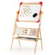 Wooden 3-in-1 art easel for kids with drawing paper roll, alphabet, abacus, and clock for educational play and.