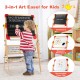 3-in-1 wooden art easel for kids featuring a chalkboard, magnetic whiteboard, and replaceable paper roll for creative.