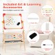 3-in-1 wooden art easel for kids featuring a drawing paper roll, magnetic letters, and dust-free chalks for creative.