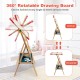 Rotatable 3-in-1 wooden art easel for kids with drawing paper roll, featuring a stable pine wood frame and storage tray.