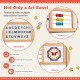3-in-1 wooden art easel featuring an alphabet board, abacus, and clock for educational play and creativity development.