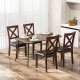 Wooden dining chair set with padded black seat and rubber wood legs, featuring ergonomic support and vintage design for.