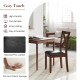 Black wooden dining chair with padded seat, rubber wood legs, and ergonomic backrest for kitchen or dining room use.