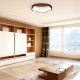 Modern 24W LED ceiling light with wood pattern and metal frame, ideal for stylish illumination in living rooms or.