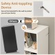 Open-back bookshelf with drawer in white, featuring anti-toppling device for safety and ample 7-tier storage space.