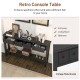 Retro console table with 4 drawers and open shelf in black, perfect for living room or entryway storage and decor.