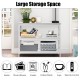 3-tier white console table with X-design, featuring open shelves for books, snacks, and decor in a living room setting.