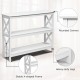3-tier white console table with X-shaped design, rounded corners, and heavy-duty legs for versatile storage and.