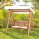 Outdoor 2-seat swing bench with a sturdy A-frame and canopy, ideal for backyard relaxation and comfort.