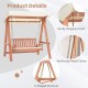 Outdoor 2-seat swing bench with A-frame, sturdy metal chains, and canopy, perfect for backyard relaxation.