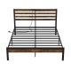 Full/Queen size bed frame with storage headboard and built-in charging station for convenient bedside access.