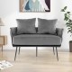 Modern gray loveseat sofa with woven backrest and armrests, perfect for small apartments and cozy living spaces.
