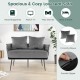 Cozy gray loveseat sofa with detachable cushion, woven backrest, and comfy pillows, perfect for small spaces.