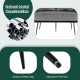 Close-up of the robust metal legs of the gray upholstered loveseat sofa with adjustable foot pads for stability.