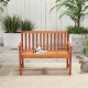 2-seat patio wood bench made of eucalyptus with cozy armrests, slatted seat, ideal for garden or poolside relaxation.