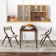 Set of 2 coffee wooden folding dining chairs with linen fabric padded seats, perfect for compact spaces and cozy dining.