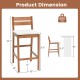 Dimensions of a set of 2 outdoor wood barstools with soft off-white seat cushions, featuring a eucalyptus wood frame.