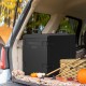 Stackable 81 quart insulated food pan carrier in black, designed for easy transport and excellent thermal insulation.