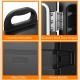 Close-up of the insulated food pan carrier's convenient handles, stainless steel hinges, and nylon buckles for.