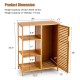 Bamboo bathroom storage cabinet with single door and three shelves, compact design for versatile placement and easy.
