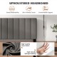 Queen size upholstered bed frame with gray vertical channel tufted headboard and high-density sponge padding for.