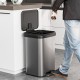 Step trash can in silver with a soft close lid and deodorizer compartment, ideal for home or office use.