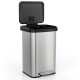 Stainless steel 13.2-gallon step trash can with soft close lid and built-in deodorizer compartment for home or office.